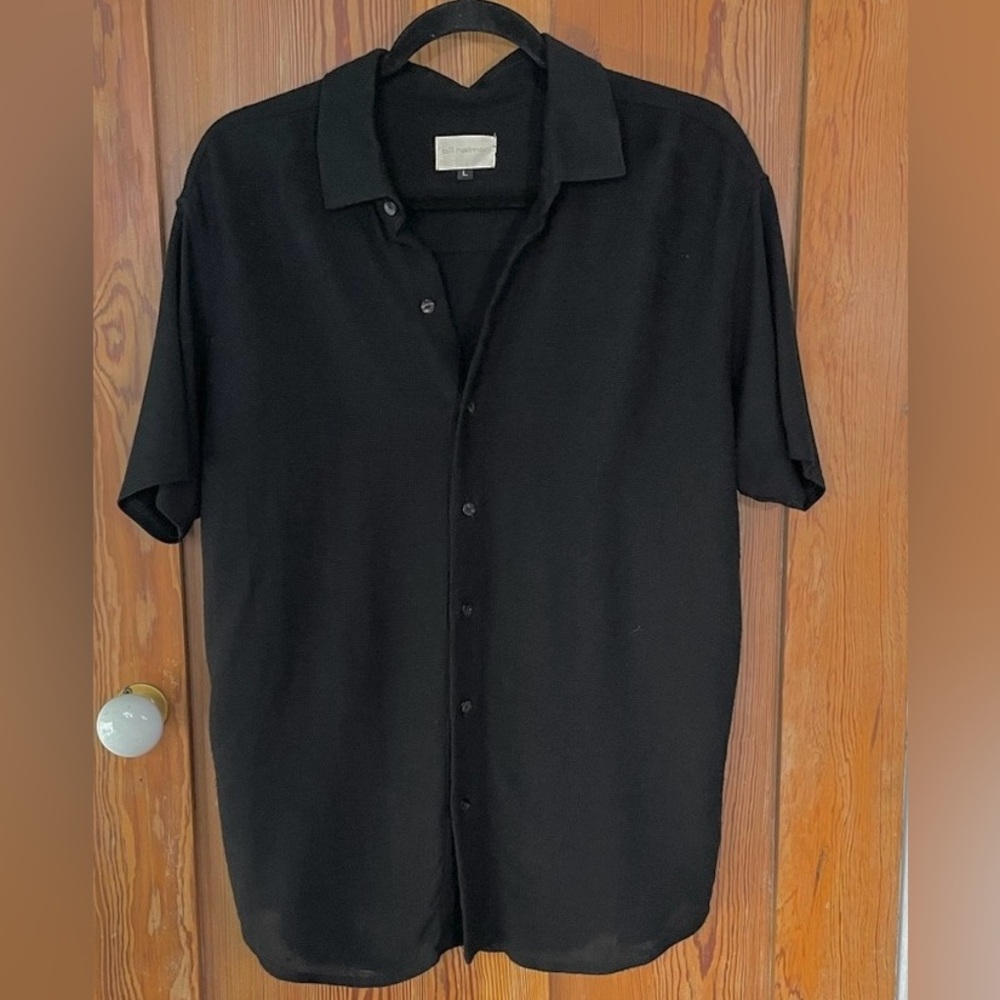 Bill Hallman Lux Mixed Media Textured Cabana Button Up Casual Shirt - Sz L